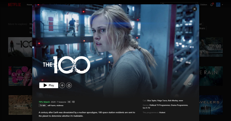 The 100 streaming op Netflix in de VS