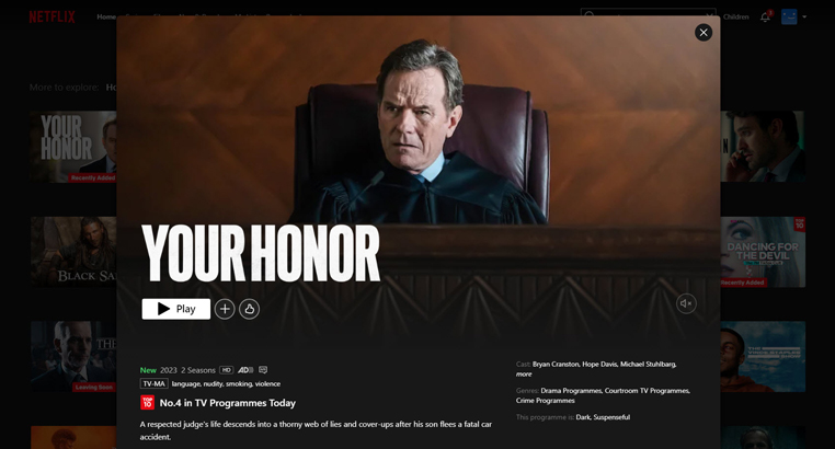 Your Honor streaming op Netflix VS