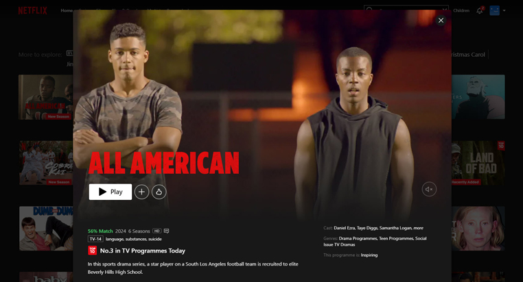 All American streaming op Amerikaanse Netflix