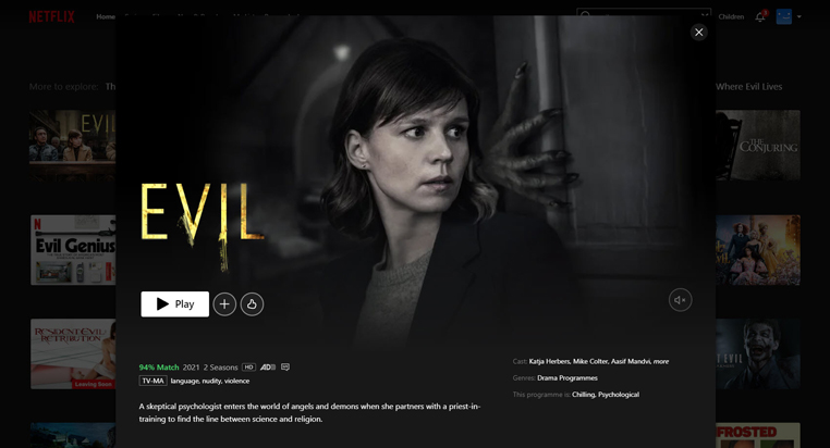 Evil serie streaming op Netflix in Amerika