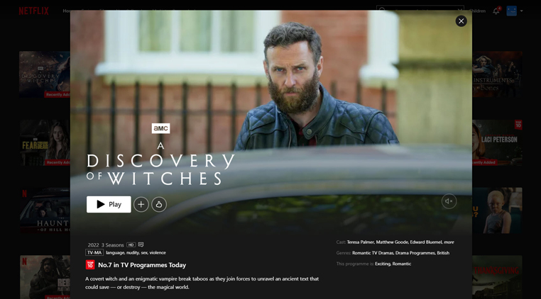 A Discover of Witches streaming op Amerikaanse Netflix