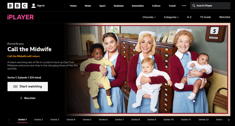 Call the Midwife streaming gratis op BBC iPlayer