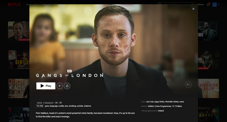 Gangs of London streaming op[ Amerikaanse Netflix