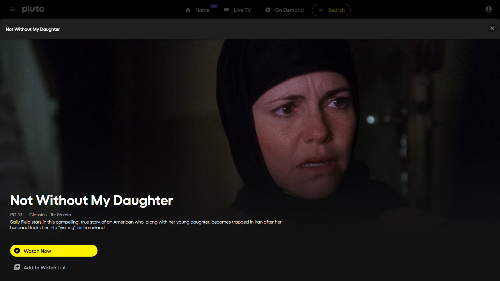 Not Without My Daughter streaming gratis op Pluto TV