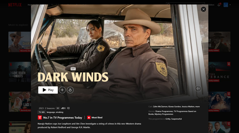 Dark Winds streaming op Amerikaanse Netflix