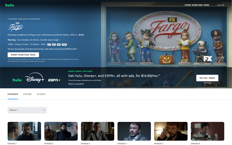 Elk seizoen van Fargo streaming op Hulu