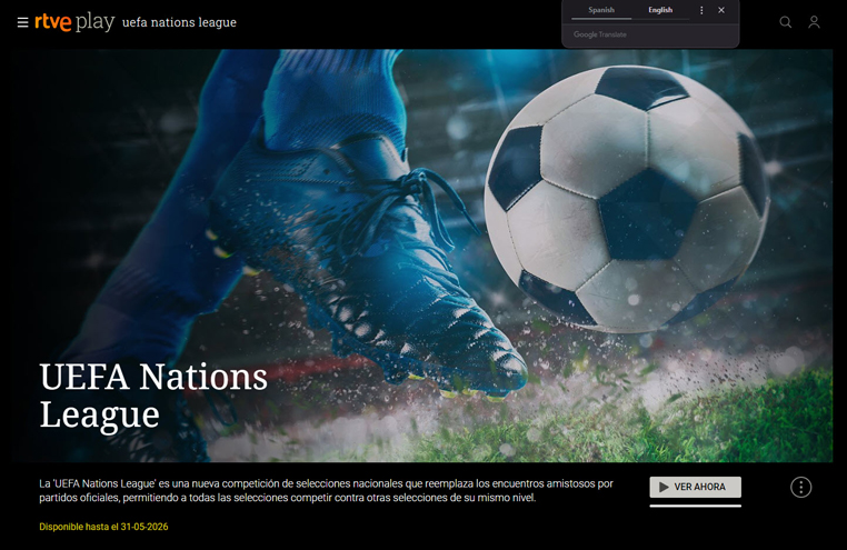 Nations League streaming live en gratis op RTVE