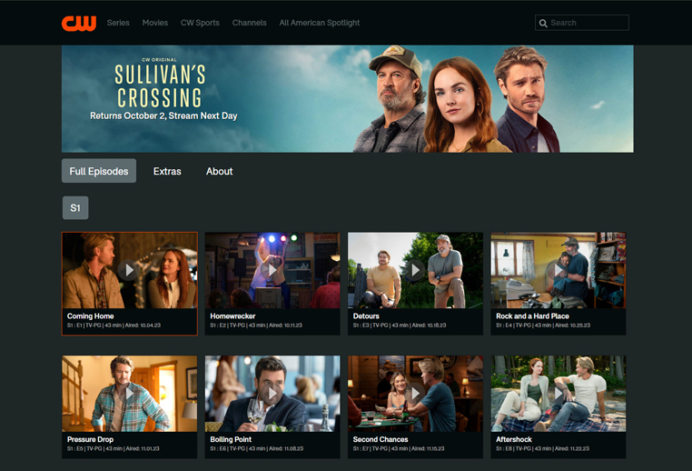 Sullivan's Crossing streaming gratis op CW TV