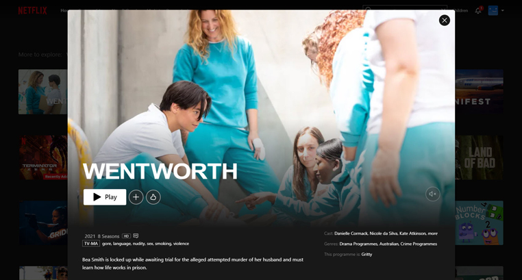 Wentworth series streaming on American Netflix