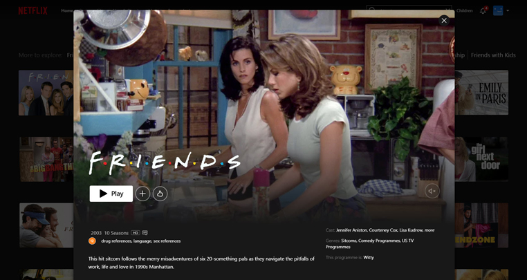 Friends streaming op Netflix in Engeland