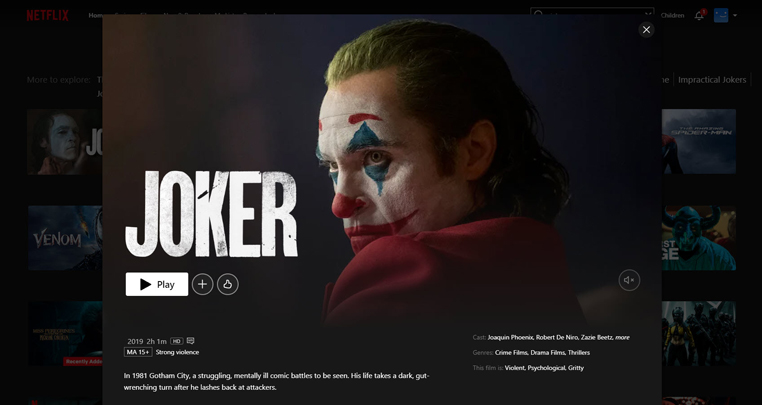 Joker streaming op Netflix in Australië