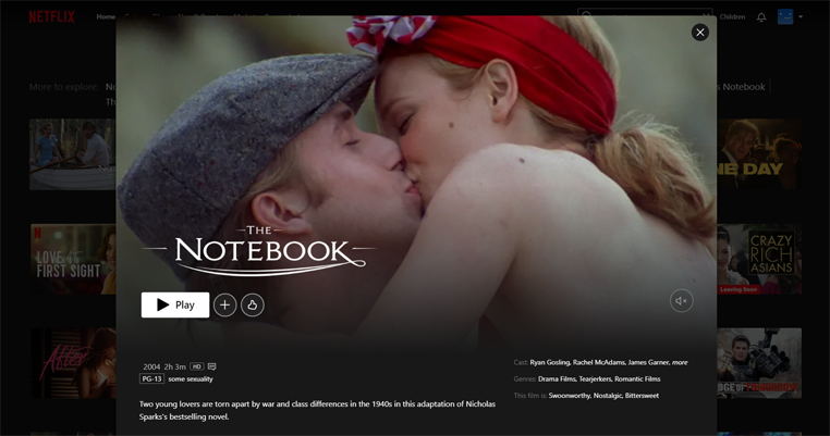 The Notebook streaming op Amerikaanse Netflix