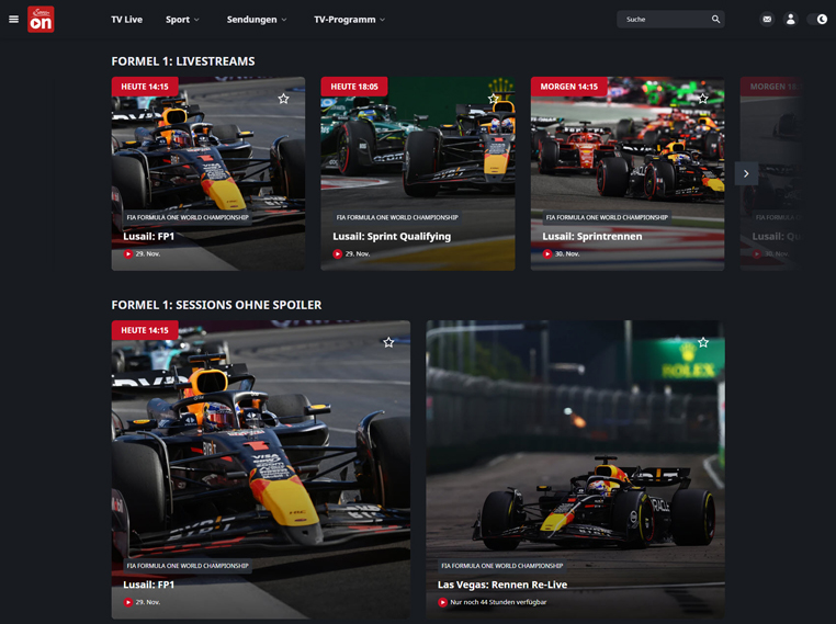 Formule 1 steraming gratis op ServusTV