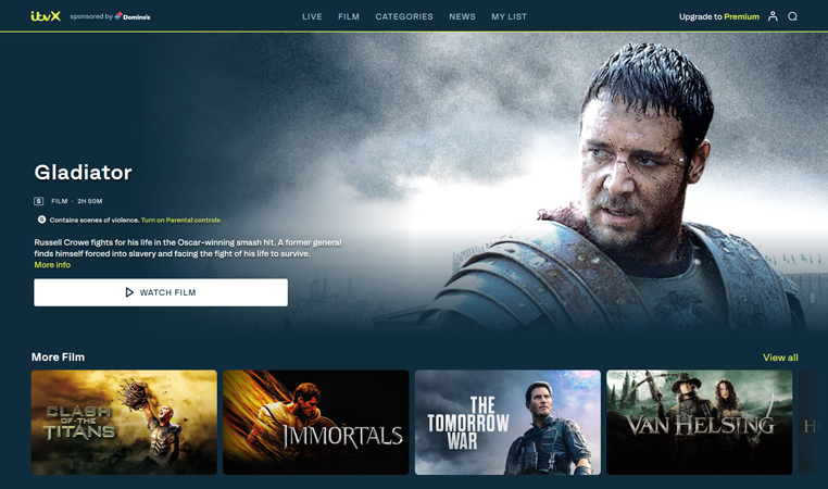 Gladiator gratis streaming op ITVX