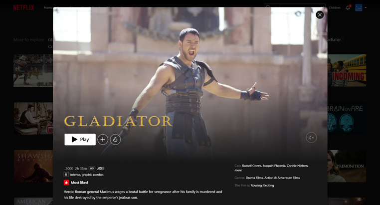 Gladiator streaming op Netflix in Canada