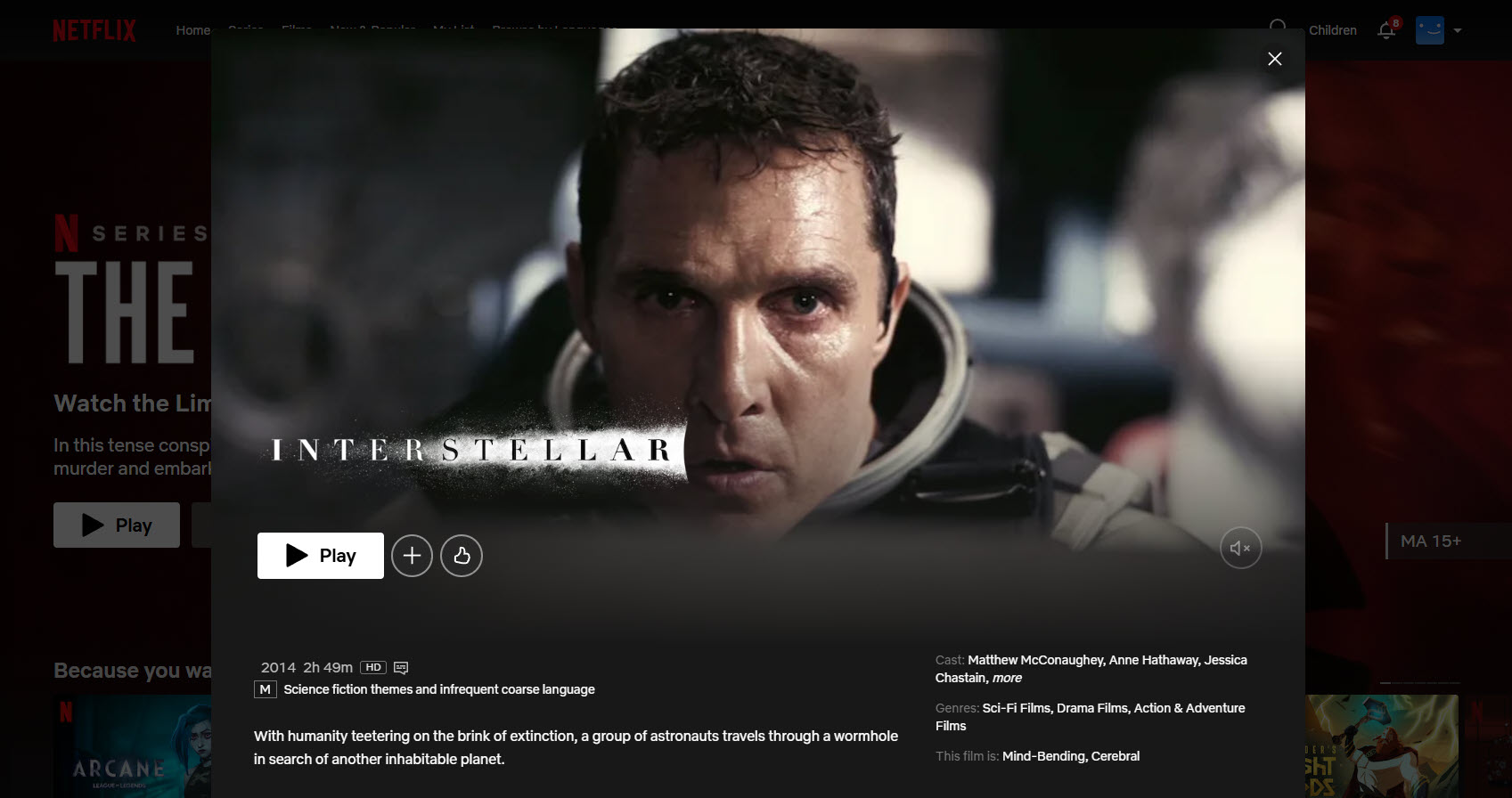 Interstellar streaming op Netflix