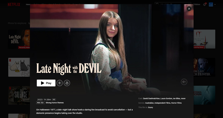 Late Night with the Devil streaming op Netflix