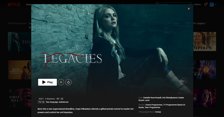 Legacies streaming op Netflix