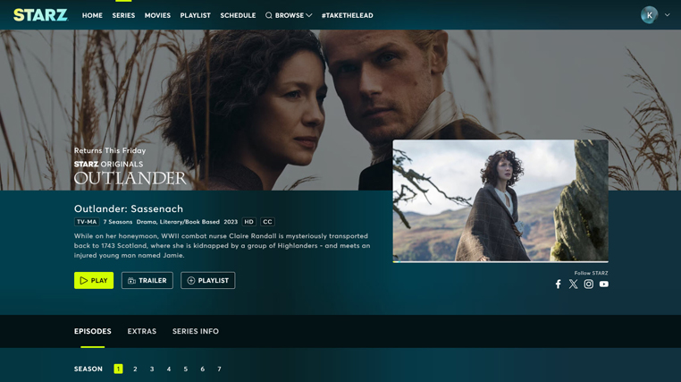 Outlander streaming op Starz