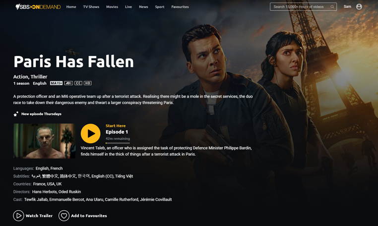 Paris Has Fallen streaming op SBS on Demand in Australië