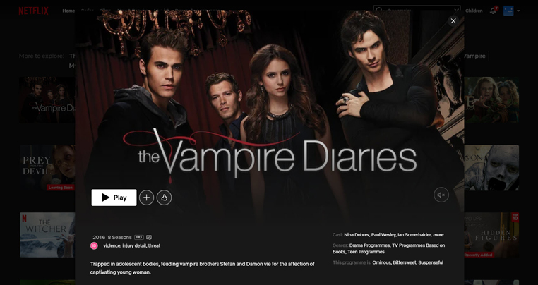 The Vampire Diaries streaming op Netflix in Engeland