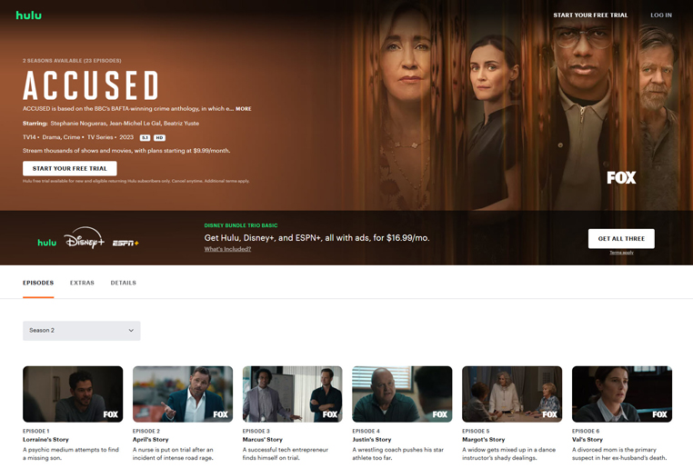 De serie Accused streaming op Hulu