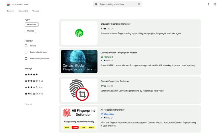 Browserextensies die beschermen tegen fingerprinting