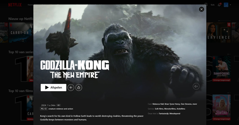 Godzilla x Kong: The New Empire streaming op Netflix in Amerika