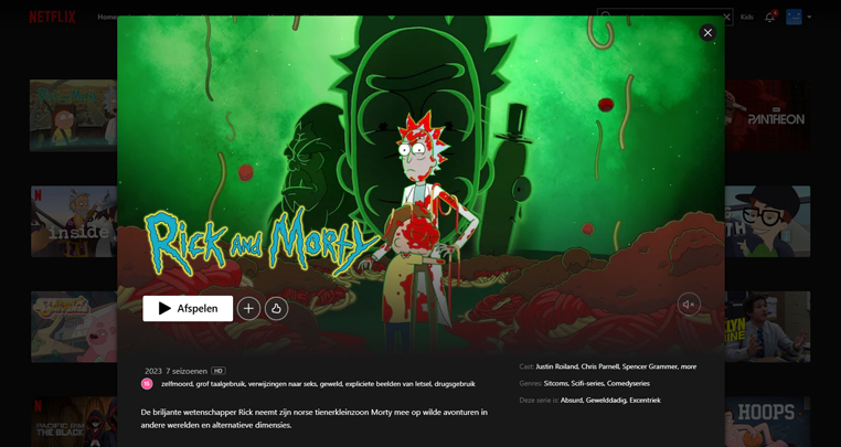 Rick and Morty streaming op Netflix