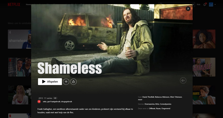 Shameless UK streaming op Netflix in het Verenigd Koninkrijk