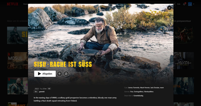 Sisu streaming op Netflix