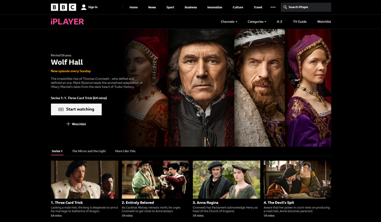 Wolf Hall streaming op BBC iPlayer