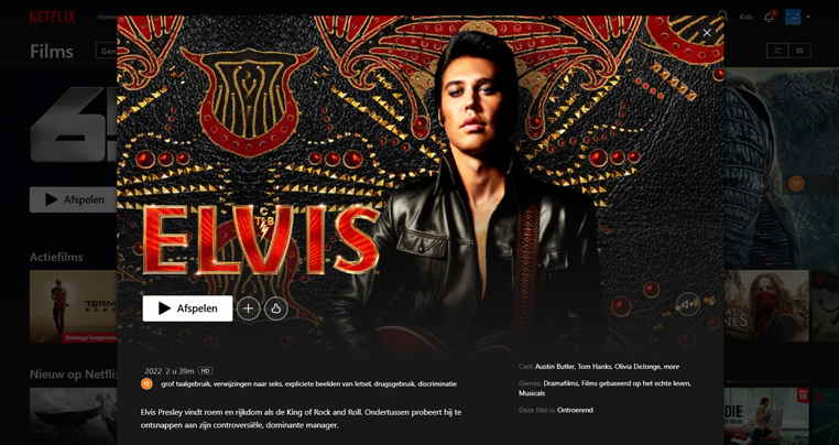 De Elvis-film streaming op Netflix in het VK