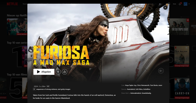 Furiosa streaming op Netflix in Amerika