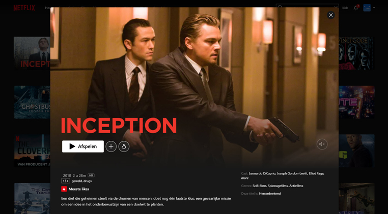 Inception streaming op Netflix