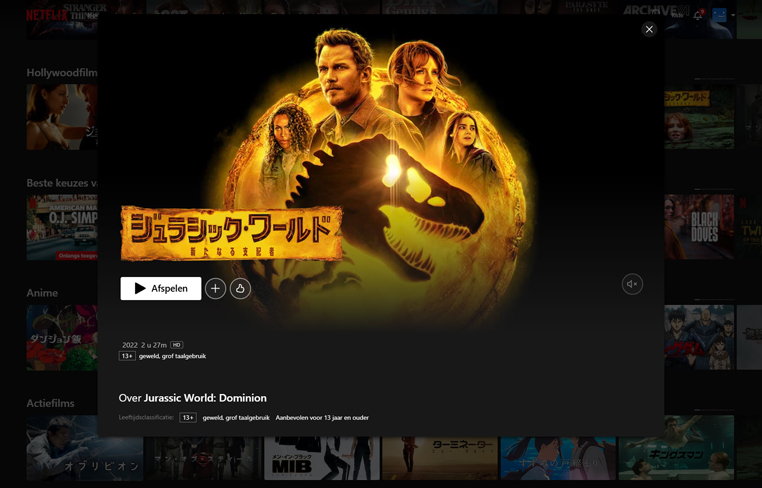 Jurassic World: Dominion streamt op Netflix in Japan