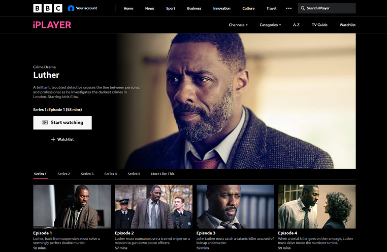 Serie Luther streaming op BBC iPlayer