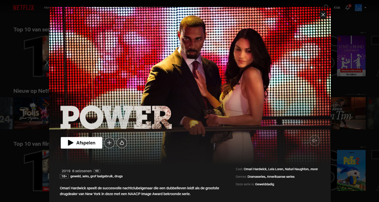 De serie Power streaming op Netflix