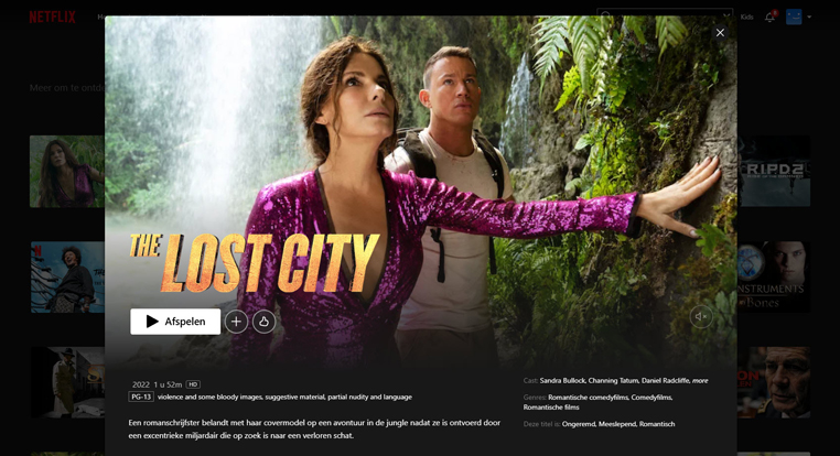 The Lost City streaming op Netflix in Amerika