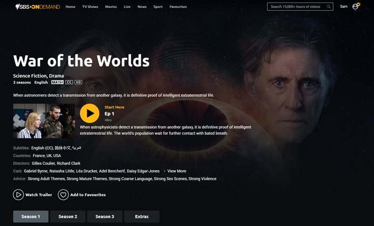 War of the Worlds series gratis streaming op SBS on Demand