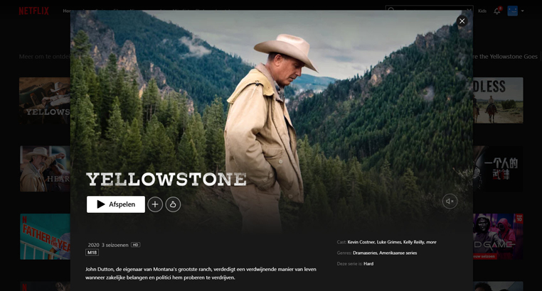 Yellowstone streaming op Netflix