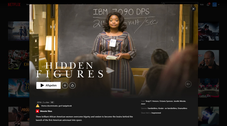 Hidden Figures streaming op Netflix