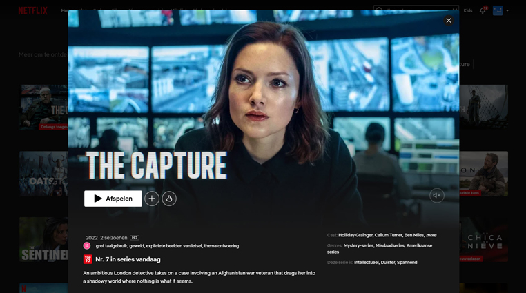 The Capture streaming op Netflix in het VK