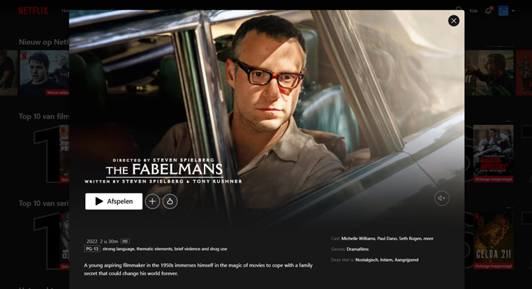 The Fabelmans streaming op Netflix in Canada