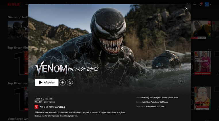 Venom: The Last Dance streaming op Netflix in India